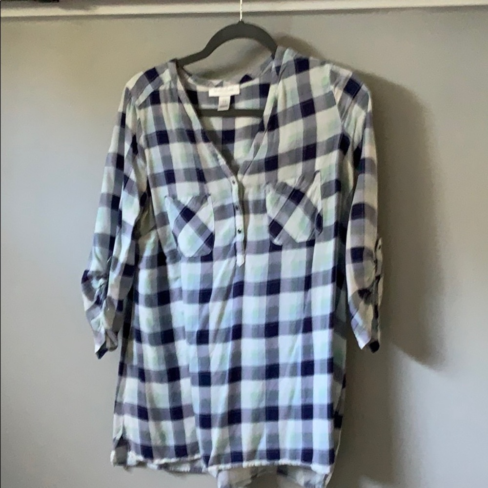 Motherhood 3/4 sleeve Plaid Shirt